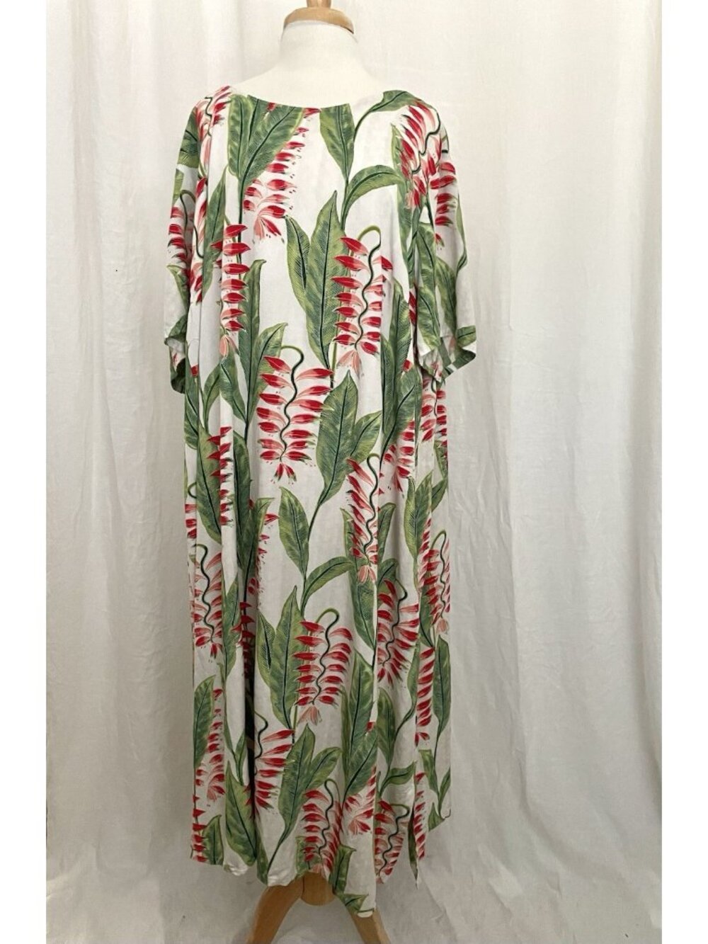 Hilo Hattie Hawaiian Tropical Floral Leaf Heliconia Maxi Dress Beach size 3XL